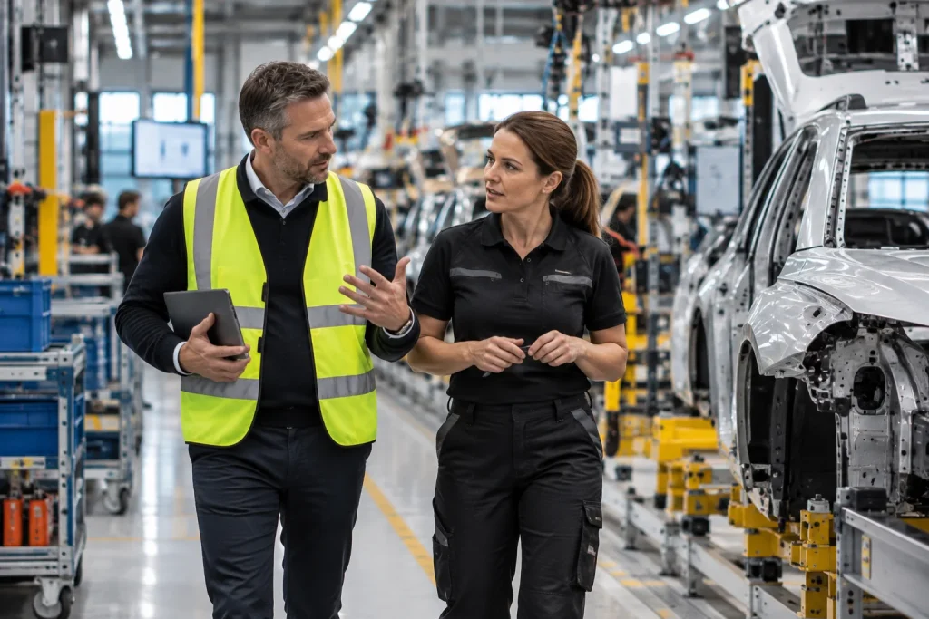Interim Manager im Gespräch mit der Produktionsleitung