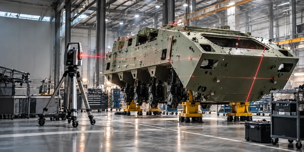 Gepanzertes Fahrzeug in der Endmontage